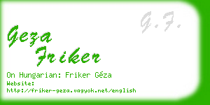geza friker business card